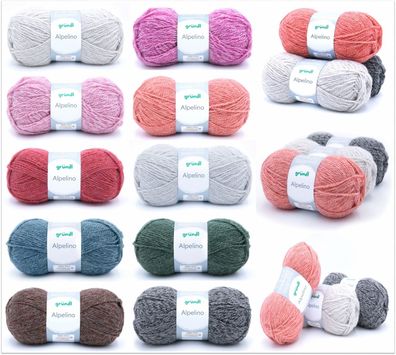 100g Gründl Alpelino Häkelgarn Strickwolle zum Stricken Häkeln GP 49,90€/1kg