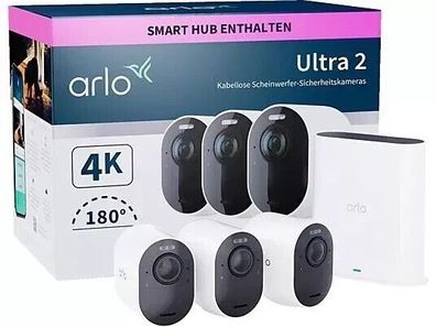 Arlo Ultra 2 Überwachungskameras Kit - 3er Set, Weiß