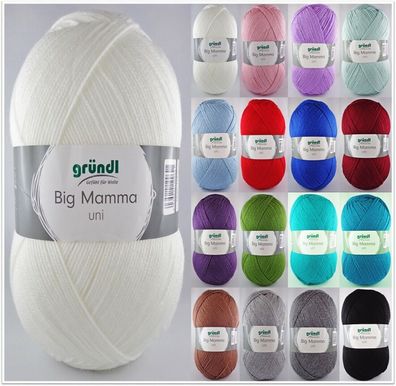 400g Gründl Big Mamma Uni Polyacryl Wolle Garn zum Stricken Häkeln GP 22,48€/kg