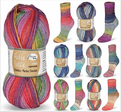 100g Flotte Socke Bambus-Merino Emotion 4-fach Sockengarn Wolle GP 69,50€/1kg