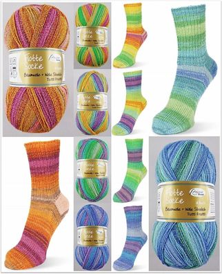 100g Flotte Socke Baumwolle + Wolle Stretch Tutti Frutti Stricken GP 64,90€/1kg