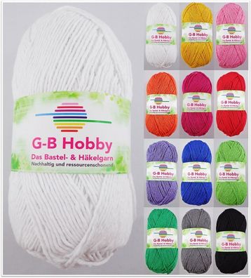 100g G-B Hobby Häkelgarn aus Faserrecycling zum Stricken Häkeln GP 24,90€/1kg