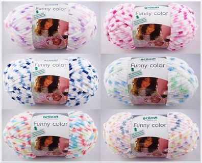 100g Funny Color Chenillegarn Babywolle weich zum Stricken Häkeln GP 56,90€/1kg