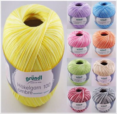 100g Gründl Häkelgarn 100 Ombré Filethäkelgarn Baumwolle Häkeln GP 54,90€/1kg