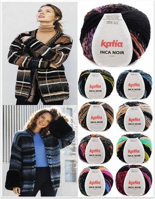 100g Katia Inca Noir Strick Häkelgarn Wolle zum Stricken Häkeln GP 84,50€/kg