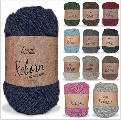 100g Rellana Reborn Wolle Garn zum Stricken Häkeln Basteln GP 59,50€/kg