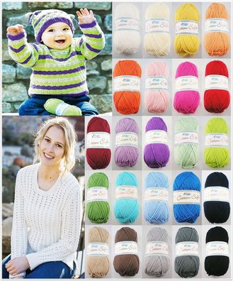 50g Rellana Cotton Soft Uni Babywolle Garn zum Häkeln Stricken GP 59,00€/1kg