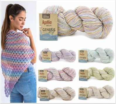 150g Katia Genesis Farbverlaufsgarn Wolle zum stricken häkeln GP 119,67€/1kg