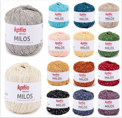 50g Katia Milos Pailletten Effektgarn Wolle zum Stricken Häkeln GP 90,00€/1kg