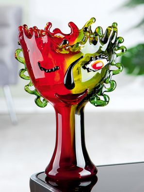 Gilde GlasArt Designschale "Visual" rot/grün/schwarz mundgeblasen & durchgefärbt