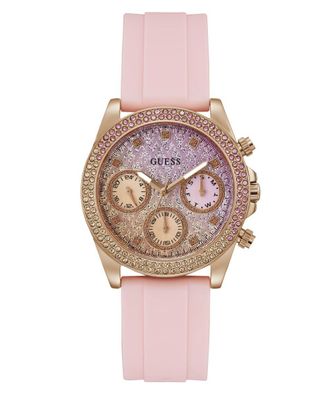 Guess Damenuhr Sparkling Pink Multifunktion Roségoldfarben GW0032L4