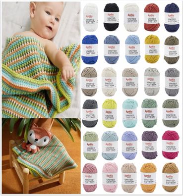 25g Katia United Cotton Amigurumi Garn Wolle zum Stricken Häkeln GP 67,60 €/1kg