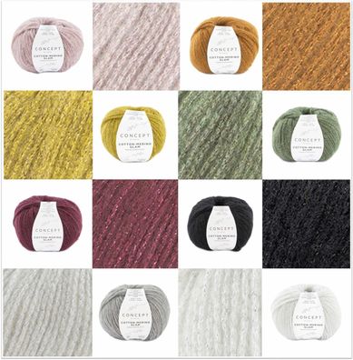 50g Katia Concept Cotton-Merino Glam Garn zum Stricken Häkeln GP 130,00€/1kg