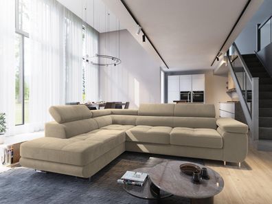 Ecksofa SELVA Moderne Eckcouch Schlaffunktion, Sofa mit Bettkasten