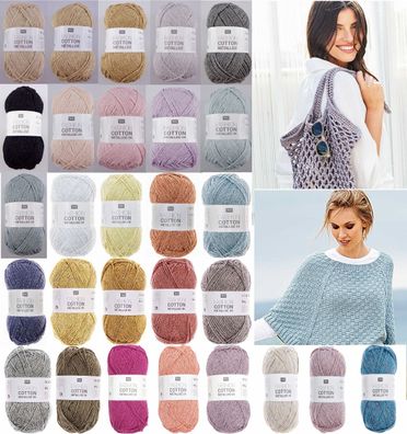 50g Fashion Cotton Métallisé Glitzergarn Baumwolle Stricken Häkeln GP 89,80€/1kg