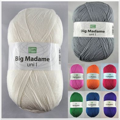 300g Happy Hobby Big Madame Uni l Wolle Garn zum Stricken Häkeln GP 26,63€/kg