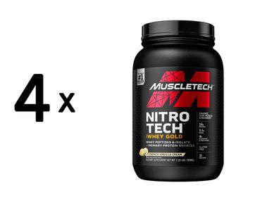 4 x Muscletech Nitro Tech 100% Whey Gold (2lbs) French Vanilla Crème