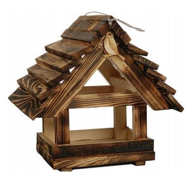 Vogelhaus Holz Vogelhäuschen Futtersilo Vogelstation Tiere Holzvilla Futtertrog 9504