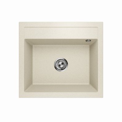 Waschbecken Einzelbecken Spüle Granit Decoro 0.0 Beige 56x50cm Siphon 10425