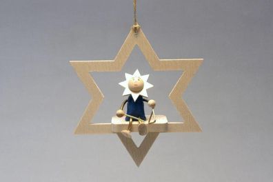 Christbaumschmuck Stern mit Sternkind Höhe= 8cm NEU Weihnachten Baumschmuck Holzs