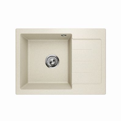 Waschbecken Einzelbecken Spüle Granit MASTER 1.0S Rechts Beige 60x44cm Siphon 10401