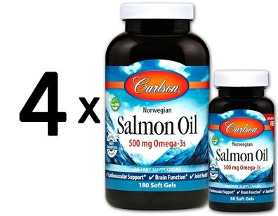 4 x Carlson Labs Norwegian Salmon Oil - 180 + 50 softgels