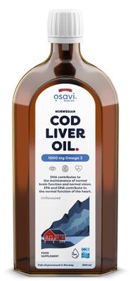 Norwegian Cod Liver Oil, 1000mg Omega 3 (Unflavoured) - 500 ml