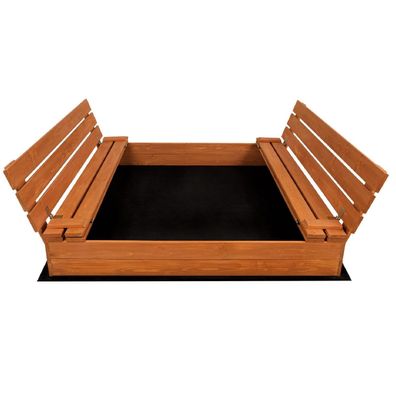 Sandkasten Sandbox Deckel Imprägniert Holz Sandkiste Sitzbänke Garten 150x140cm 9891