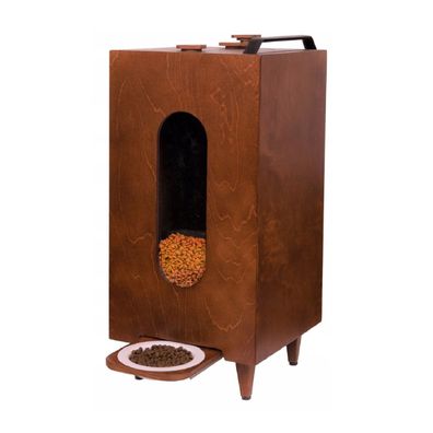 Trockenfutterspender Braun 20L Katze Hund Futterspender Futterautomat Schale 10197