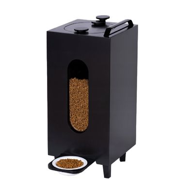 Trockenfutterspender Schwarz 20L Katze Hund Futterspender Futterautomat Schale 10209