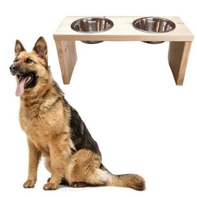 Futterstation Doppelnapf Holz Ständer Hundenapf Katzennapf Hundebar 22,5cm XL 10195