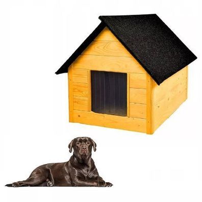 QLS Hundehütte aus Holz 101x69 cm Isoliert Kiefer Winterfest Outdoor 10991