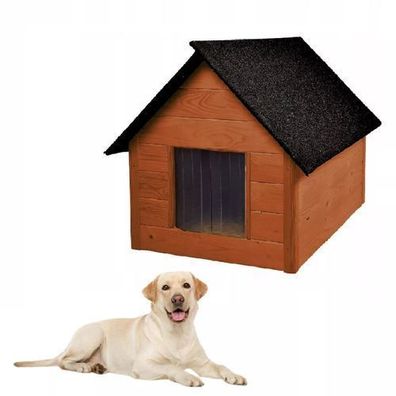 QLS Hundehütte aus Holz 101x69 cm Isoliert Mahagoni Winterfest Outdoor 10988