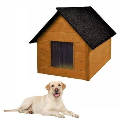 QLS Hundehütte aus Holz 101x69 cm Isoliert Nussbraun Winterfest Outdoor 10986