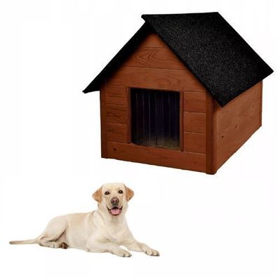 QLS Hundehütte aus Holz 101x69 cm Isoliert Palisander Braun Winterfest Outdoor 10990