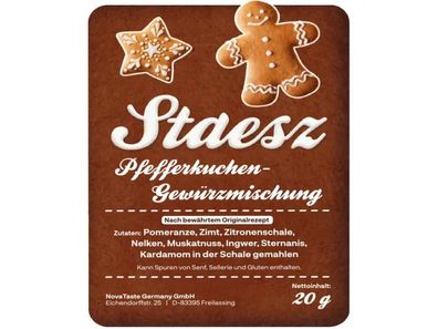 Staesz Pfefferkuchengewürz nach Oma`s bewährtem Originalrezept 20 g