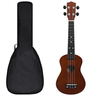 vidaXL Sopran Ukulele Set für Kinder mit Tasche Dunkles Holz 23"