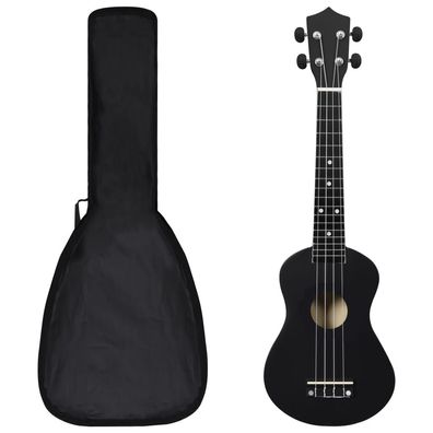 vidaXL Sopran-Ukulele-Set mit Tasche für Kinder Schwarz 23"