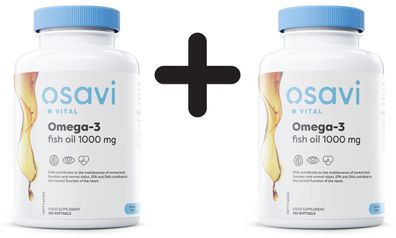 2 x Osavi Omega-3 Fish Oil, 1000mg (Unflavoured) - 120 softgels