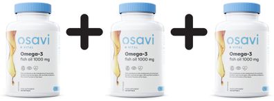 3 x Osavi Omega-3 Fish Oil, 1000mg (Unflavoured) - 120 softgels