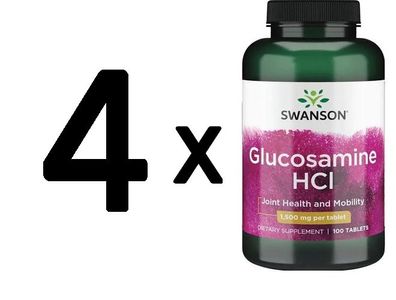 4 x Glucosamine HCL, 1500 mg - 100 tabs