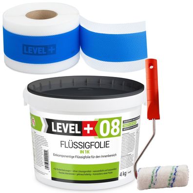 Dichtset Flüssigfolie 4kg Wassersperre unter Fliesen Farbroller Dichtband SET294