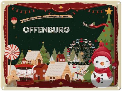 vianmo Blechschild 40x30cm Weihnachten Grüße Offenburg Deko Geschenk