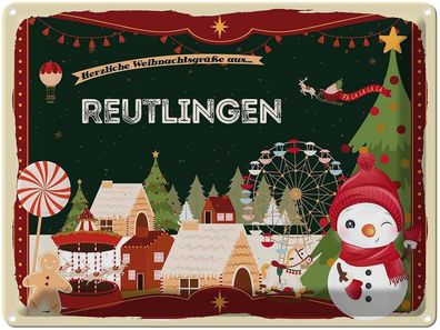 vianmo Blechschild 40x30cm Weihnachten Grüße Reutlingen Deko Geschenk