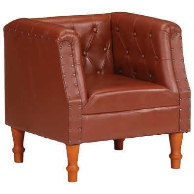 vidaXL Sessel Braun Echtleder