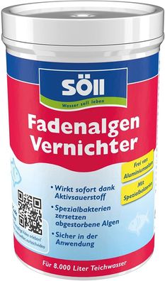 Söll Algenentferner 0,25 Kg Fadenalgen Vernichter für 8 Qbm Teichwasser