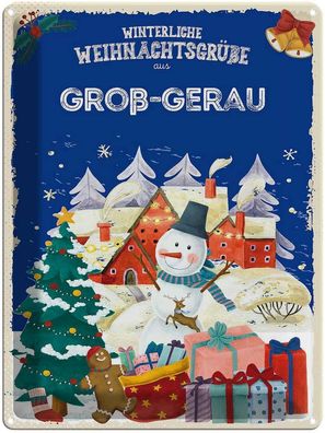 vianmo Blechschild 30x40cm Weihnachtsgrüße Groß-Gerau Deko Geschenk