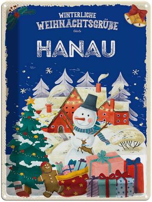 vianmo Blechschild 30x40cm Weihnachtsgrüße aus Hanau Deko Geschenk