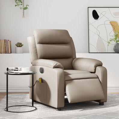 vidaXL Massagesessel Elektrisch Cappuccino-Braun Kunstleder