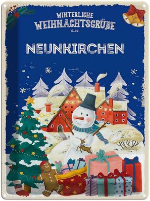 vianmo Blechschild 30x40cm Weihnachtsgrüße Neunkirchen Deko Geschenk